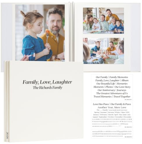 Vienrose Álbum de Fotos Adhesivo de Lino con Pegatinas de Cristal, Scrapbook para Pegar 20 Hojas / 40 Páginas, Libro de Recuerdos para Familia, Viajes y Recuerdos, Beige