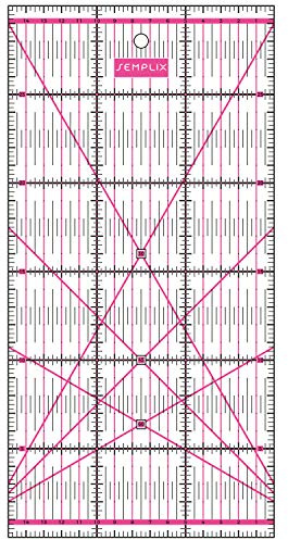 SEMPLIX Patchwork-Lineal, transparentes Quilt-Lineal mit cm-Skala und Winkelfunktionen, ideal für Patchwork und Basteln, 30 x 15 cm (Rosa)