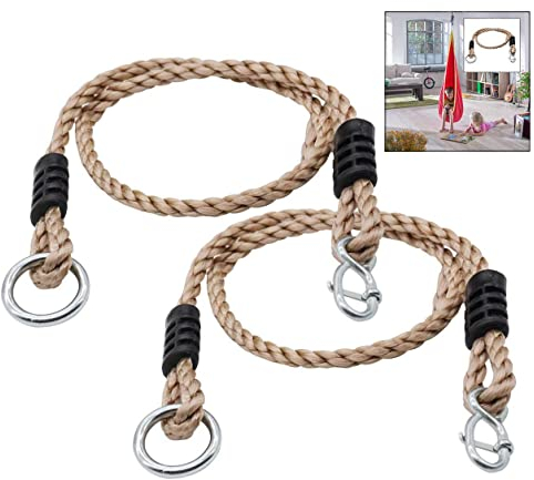 LHKJ 1 Paire de Balançoire Arbre Enfant, Cordes Balancoire Sangles Réglables Balançoire Arbre en Bois Enfants Adulte Siège Suspendu