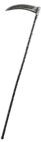 feiermeier® Sense zerlegbar platzsparend Grim Reaper: 6-teilig Länge: ca. 138cm für Halloween, Karneval Sensenmann, Kostümierung Tot wiederverwendbar infiziert