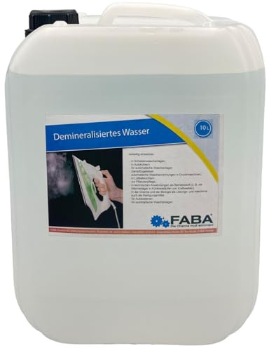 FABA Demineralisiertes Wasser, Destilliertes Wasser, Laborwasser 10 Liter