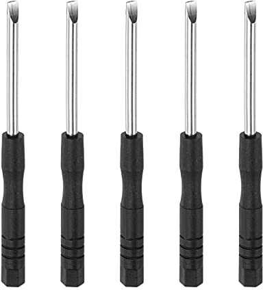 sourcing map Lot de 5 mini tournevis à fente - Tête plate de 3 mm - Pour réparation de montres, lunettes, boucle en métal
