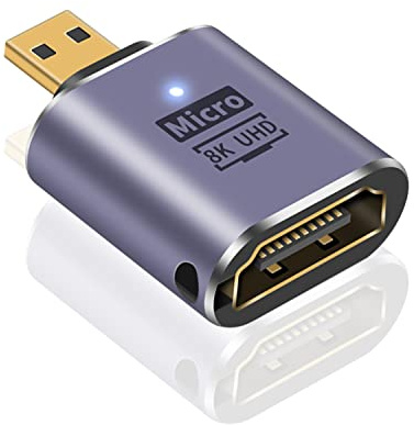 Maxhood 8K Micro HDMI to HDMI Adapter, 48Gbps, 8K@60Hz, 3D Bidirectional Micro HDMI Male to Female Adapter Compatible for Hero 7/Raspberry Pi 4/Camera, 1pcs