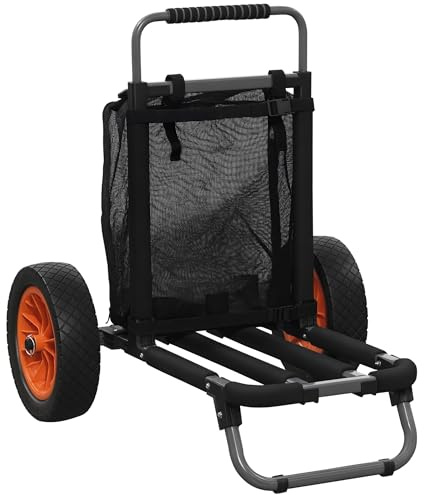 SPORTNOW Carrello da Spiaggia Pieghevole in Alluminio e PU con Tasca in Rete, Manico Telescopico e Cavalletto, 82x67x81 cm, Multicolore