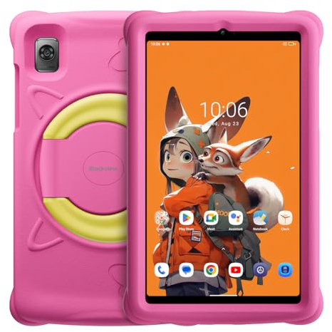 Blackview Tab 60 Kids, Tablette pour Enfants Android 13, 8GB+128GB(Externe 1TB), 8,68 Écran HD+ IPS, Dual SIM 4G LTE+WiFi, Batterie 6050mAh, Caméra 5MP+8MP, Bluetooth, Haut-parleurs Dual Box Rose