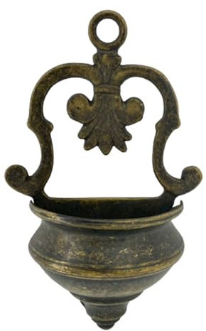 Acquasantiera in Ottone Brunito da Muro Parete Appendere Chiesa casa Artigianato Made in Italy
