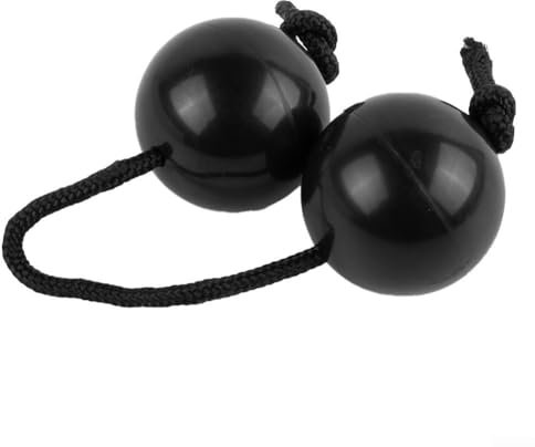 2PCS Aslatuas Rhythmic Ball, Rhythm Sandball, Sand Eggs Asalato Shakers Rhythm Fingertip Percussion Instrument with Adjustable Strap(Black)