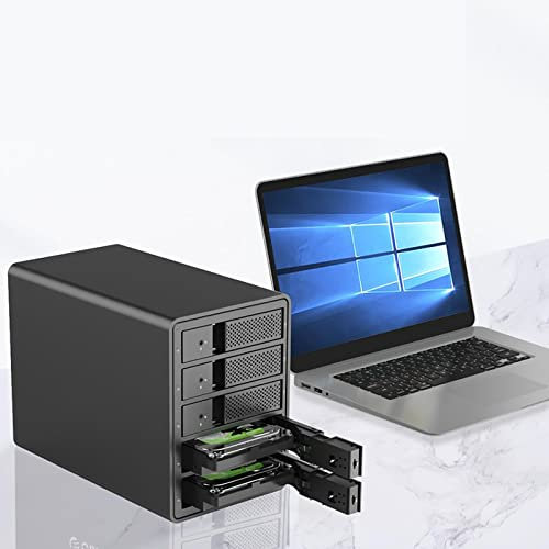 Caja para Disco Duro, Fuente De Alimentación De 150 W, 5 Bandejas De Aluminio 3,5'' SATA a USB3 HDD Docking Station, Admite 5 X 16 TB, Puerta con Botón De Extracción Independiente