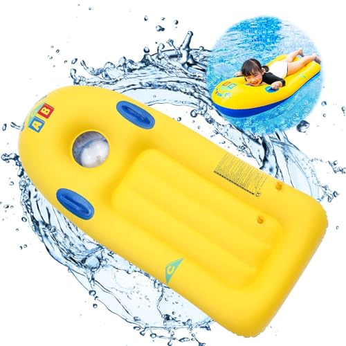 mizikuu Aufblasbares Bodyboard, Bodyboard Aufblasbar Schwimmbrett mit Griffen Aufblasbares Pool Float Surfbrett Luftmatratze Kinder zum Strandsurfen Schwimmen Sommer Wasserspaß, 116 * 52cm
