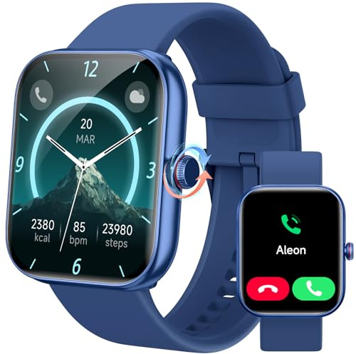 Yoever Smartwatch Damen Herren mit Telefonfunktion & Alexa, 1,91 Fitnessuhr mit 100 Sportmodi, 24H Herzfrequenz Schlafmonitor SpO2 Armbanduhr, IP68 wasserdichte Sportuhr Damen für Android iOS Blau
