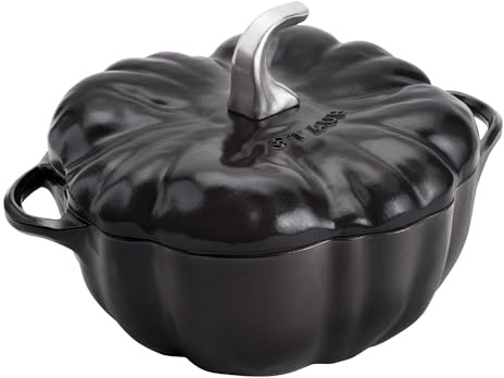 STAUB Gjutjärn 3,5-qt pumpa kokotte med rostfritt stål knopp - svart