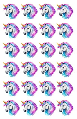 24 PRECUT TO SHAPE UNICORN CUPCAKE TOPPERS CAKE DECORATIONS FAIRY CAKES PREMIUM WAFER CARD