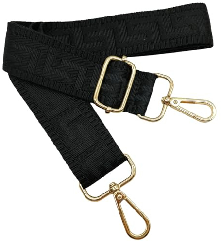 Verstellbarer Schultergurt für Taschen Schwarz, Taschengurte zum Wechseln, Taschengurt Breit mit Karabiner Gold, 80-130 cm Tragegurt Tasche für Damen Schulterriemen, Handtasche, 3.8cm, 1301