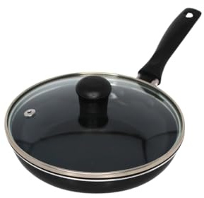 Imusa Padella antiaderente in ceramica con coperchio, padella per uova, padelle per omelette, 16 cm, alluminio, nero