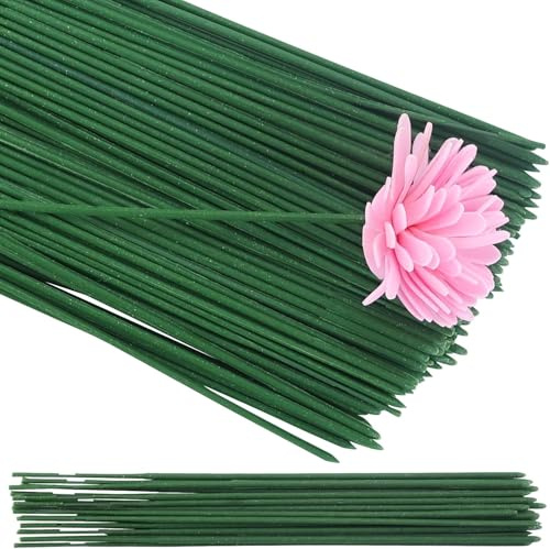 110 stycken blomtråd, blomtråd, gör-det-själv-blomtrådstavar, för torkade blommor, blomkrans (17 cm, grön)