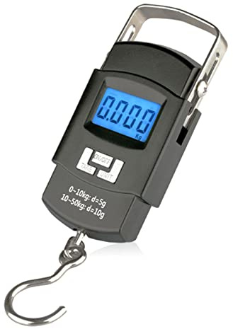 Báscula de pesca digital con pantalla LCD retroiluminada, 50 kg