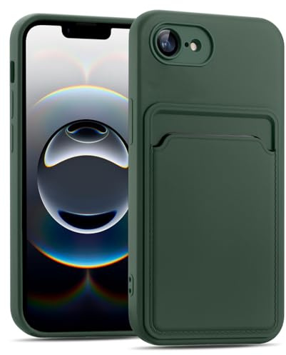 Verco Mobiltelefonskal för iPhone 16e skal silikon, mobiltelefonskal med kortfack tunt skyddsfodral för iPhone 16e fodral – militärgrön