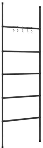Helloshop26 Échelle Porte-Serviettes à 5 Niveaux 58 x 175 cm Fer Noir 02_0005484