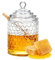 Yuedefly Honey Jar with Dipper and Lid, Clear Crystal Honey Pot with Dispenser, Glass Honey and Syrup Container for Home Kitchen