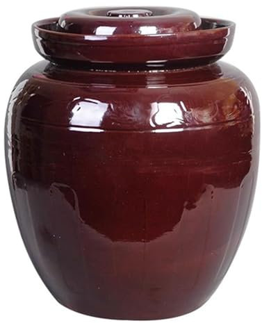 Keramisches Einmachglas, Gärtopf aus Keramik, Gärtopf mit Deckel, traditioneller chinesischer Gärtopf aus Steingut, Einlegetopf(15L)