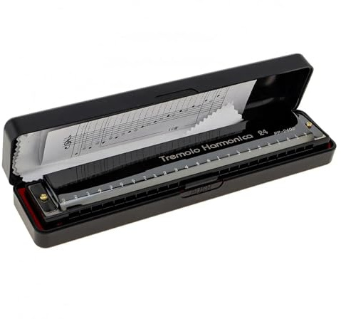 Schwarze 24 Löcher Mundharmonika Tremolo Harfe Mundharmonika Musikinstrumente