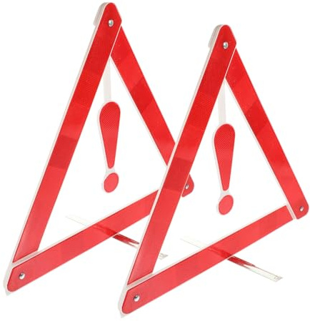 TOBBOMEY 2 Piezas Kit Triángulo de Advertencia para Coche Resistente Viento y Desgaste Seguridad Vial Homologada Práctico y Duradero para Emergencias Automóvil
