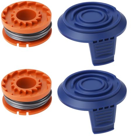 YINETTECH 2pcs Grass Trimmer Spool and Line and Cover MC486 Compatible with MacAllister MGT1825Li MGT1827Li