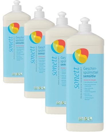 Sonett Geschirrspülmittel sensitiv, 1 Liter (Packung mit 4)
