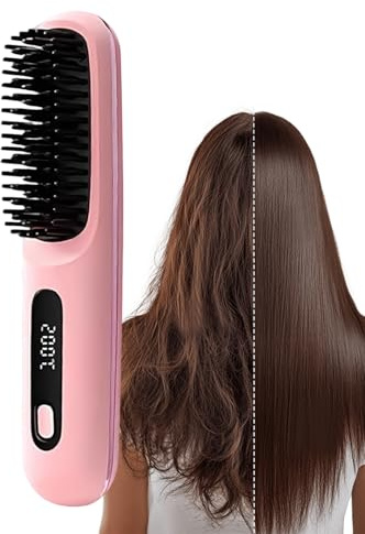 Cepillo De Alisar El Cabello Inalámbrico | Plancha Alisadora Térmica | Peine Suavizante Calentado - Para Salón Belleza Peinado Hogar Viaje Habitación Para Mujeres Y