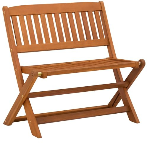 WHOPBXGAD Panchina per Bambini in Legno Massello di Eucalipto Pieghevole Marrone 61x38x57 cm Seduta per Interno ed Esterno Regolabile Giardino Cameretta
