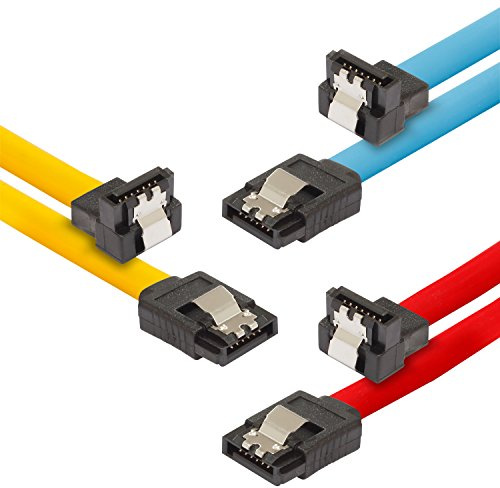POPPSTAR 3x SATA Kabel SSD/HDD (0,5m SSD Datenkabel, gerade Stecker auf gewinkelt) bis zu 6 Gbit/s, gelb, rot, blau