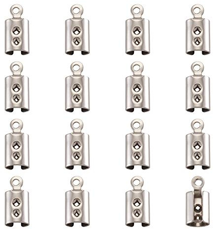 Cheriswely, 200 pezzi in acciaio inox ripiegabile su cavo terminali a colonna, tubo pieghevole a crimpare con punta terminale morsetto connettore per la creazione di gioielli 6,5 x 12 mm