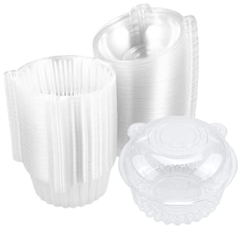 Corkwaw Clear Plastic Cupcake Boxes, Single Cup, 50 Pack | Muffin Holders, Pods Domes Cases, For Fairycake, For Large Muffin, For Salad