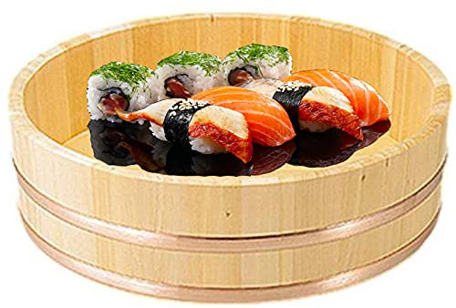 KELUNIS Wooden Sushi Rice Bowl Hangiri Sushi Oke Sushi Rice Mixing Tub for Kitchen Home Restaurant Enjoy,62cm/24.4in
