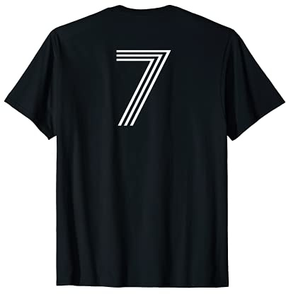 T-Shirt mit Aufdruck der Zahl 7, für Baseball und Fußball. T-Shirt