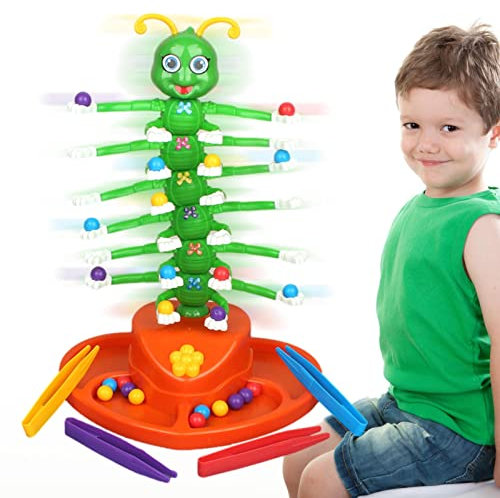 Voiakiu 2 Novelty Caterpillar Toy Board Games, Kids Adults Board Game with Caterpillar Shaking Twisting Dancing, Novelty Caterpillar Sound Toy Group Board Games, Multiplayer Race to Place Colorful