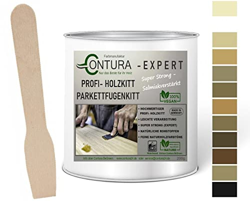 Contura Holzkitt 200g Parkett &Fugenkitt Spachtelmasse Kitt Holz Spachtel Holzpaste Knetholz Reperatur (08 Eiche Natur - Hell)