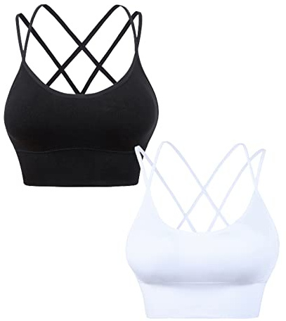 HANERDUN Damen Sport BH Bügel Sport-BH Starker Halt Sports Bustier Yoga Bra | Push Up | Ohne Buegel | Gepolstert | Große Brüste | Atmungsaktiv | Dehnbar | Mittelstarkem | Nahtlose | Fitness Lauf Joggen