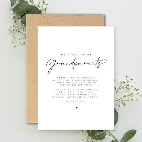 Will you be my Grandparents Gedicht Schwangerschaftsankündigung A5 Karte mit Umschlag, Schwangerschaftsoffenbarung, Großeltern to be Reveal Card Ankündigung