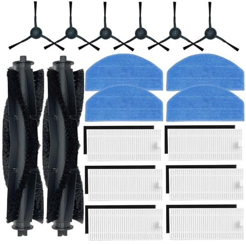 Zubehör Ersatzteile Zubehörset für Honiture G20,G20 Pro, für Tikom G8000,G8000 Pro, für Laresar Evol 3 Roboterstaubsauger, 2 Hauptbürste, 6 Seitenbürsten, 6 Hepa Filter, 4 Wischtücher