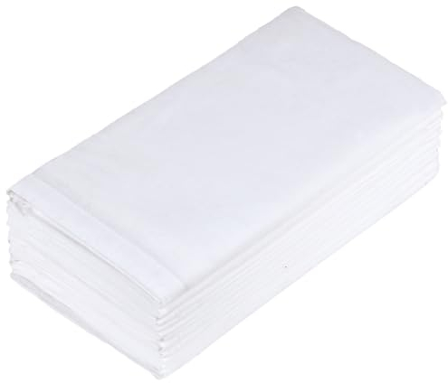 Gratico Weiße Stoffservietten, 12 Stück, 100 % Baumwolle, waschbar, 45,7 x 45,7 cm, saugfähig, weich, langlebig, wiederverwendbar, ideal für den täglichen Gebrauch, Partys, Hochzeiten, Danksagungen
