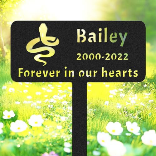 Personalized Snake Memorial Stake Plaque for Pet, Custom Pet Snake Memorial Grave Marker, Metal Snake Outdoor Memorial Plaque, Cemetery Decoration for Pets Gifts Snake Garden Stake
