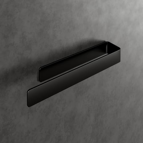 LIEBHEIM Porte-Serviettes sans perçage - Maintien Optimal grâce à la Surface adhésive Extra Large - Barre Porte-Serviettes en Acier Inoxydable à Coller (22, Acier Inoxydable Noir)