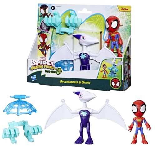 Hasbro Marvel Spidey e i Suoi Fantastici Amici, Dino-Webs, Action Figure Spider-Man di Ghostasaurus e Spidey