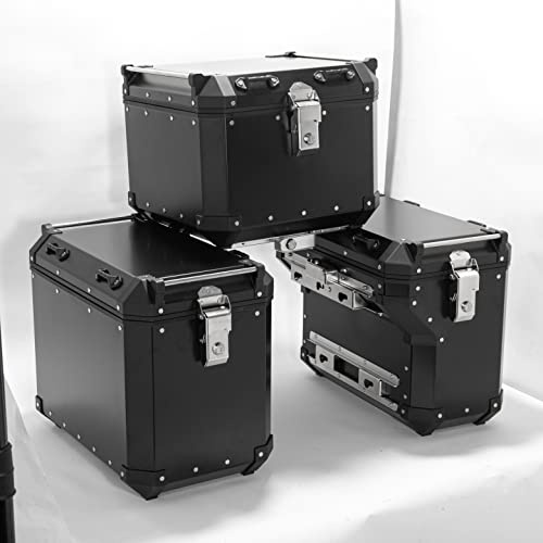 SFriding Aluminum 58L+52L Side Cases 50L Top Case for Suzuki DL650 V-Strom/XT 2017-2020, Trunk Bag Luggage Box with Mounting Bracket and Security Locks, Black