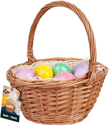 KOTARBAU Weidenkorb mit Henkel, rund, braun - Klassischer Weidenkorb für Ostern, Picknick, Einkaufen oder Aufbewahrung