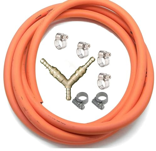 Kit de raccord répartiteur à dégagement rapide 3 voies avec tuyau de gaz I/D de 4 m 8 mm et 6 colliers de serrage