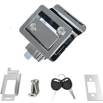 Roulotte da viaggio rimorchio camper R3 serratura porta camper maniglia di chiusura con chiave aperta all'interno e all'esterno 1 pezzo(White)