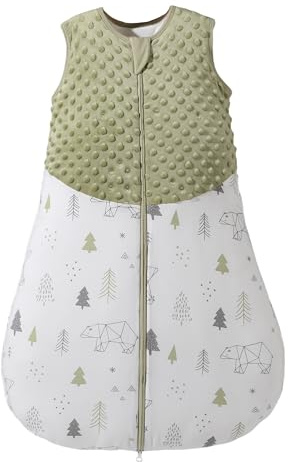Happy Cherry Baby Schlafsack 1.5 TOG Winterschlafsack für Unisex Neugeborene 0-6 Monate, weiche Baumwolle ärmellos Schlafsack mit bidirektionalem Reißverschluss, Grün