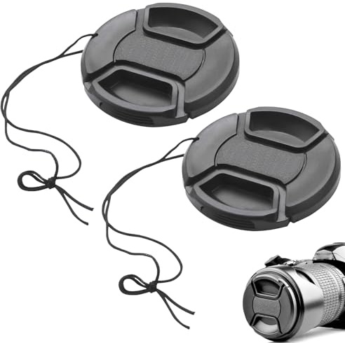 2 Pièces Cache objectif,Cache objectif 52mm,Bouchon d'objectif,Couvercle d'objectif caméra frontale encliquetable,Couvercle d'objectif de caméra,Livré avec petite corde,Objectif de caméra pour 52MM